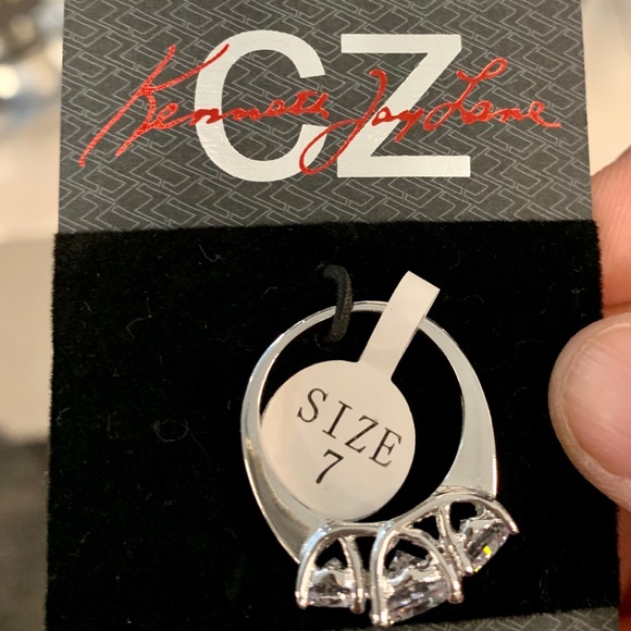 CZ By Kenneth Jay Lane Round CZ Triple Stone Ring - Picture 3 of 8